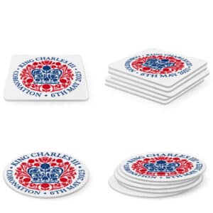 Riverside Printers in Corby celebrating the King's Coronation 2023 custom printed coasters
